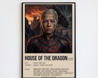 Plakat z filmu Dom Smoka Rhaenyra Targaryen, grafika ścienna Fantasy Queen (pobranie cyfrowe)