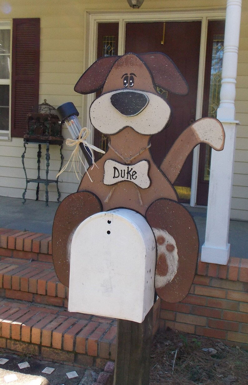 Dog Mailbox Topper With Solar Light Etsy