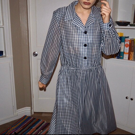 vicki wayne houndstooth shirtwaist dress