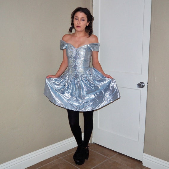 silver lamé party dress with sequin bodice
