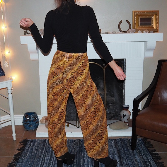 animal print mesh pants