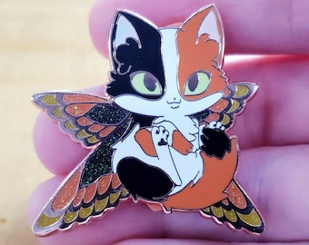 Calico Fairy Kitten Enamel Pin