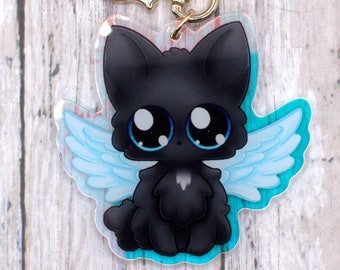 2.5 Inch Cute Bright Eyed Black Kitten Rainbow Acrylic