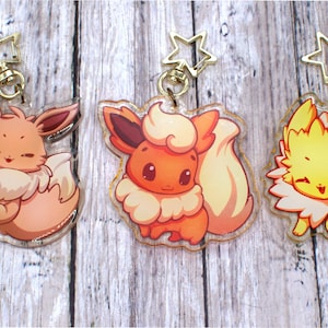 2.5 inch Double-sided Eeveelution Original and Shiny Epoxy Acrylic Keychains