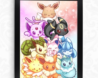 Chibi Eeveelutions Holographic 5.25x7.25 Mini Print