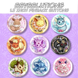1.5 Inch Eeveelution Buttons (Shiny and Original)