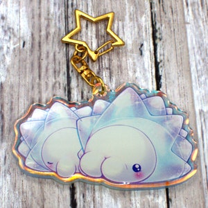 2.5 Inch Double-Sided Snom Rainbow Acrylic Keychain with Original and Shiny side