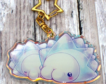 2.5 Inch Double-Sided Snom Rainbow Acrylic Keychain with Original and Shiny side