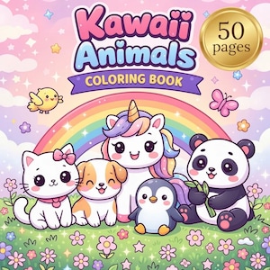 Kawaii Djur Målarbok