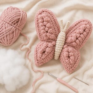 Crochet Butterfly Pillow Pattern PDF, Plush Amigurumi Cushion, Textured Boho Home Decor, Beginner Friendly, Instant Download