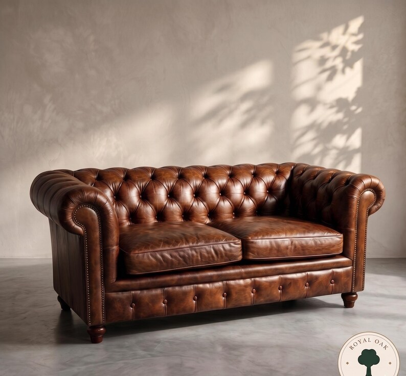 Classic Brown Leather Chesterfield Sofa | 2 & 3 Seater | Full Grain ...