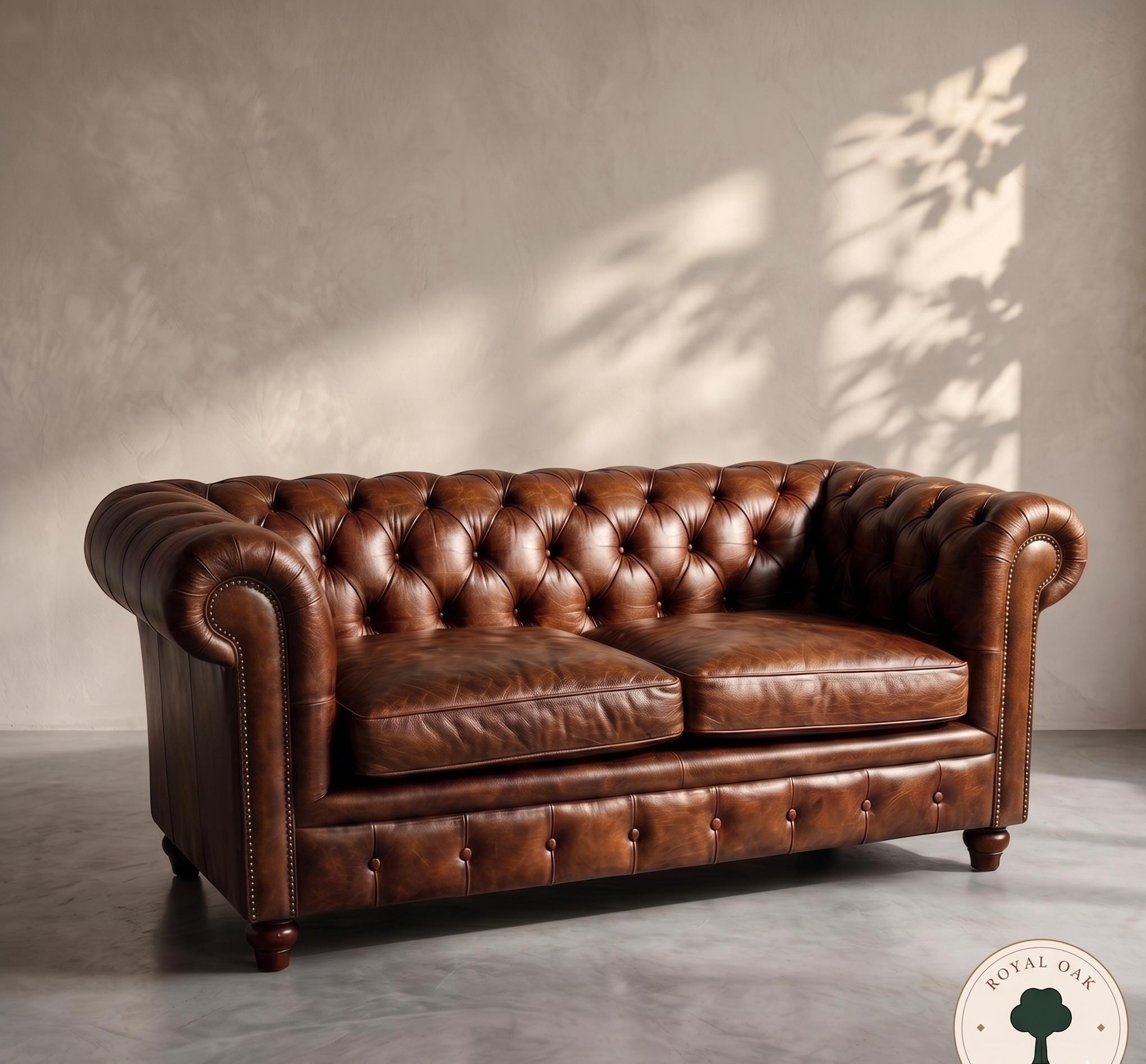 Classic Brown Leather Chesterfield Sofa | 2 & 3 Seater | Full Grain ...