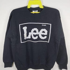 Vintage Lee M.R. Big Logo Crewneck Sweatshirt – Black Cotton Blend 90s Streetwear