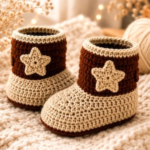 Cowboy Boots Crochet Pattern PDF | Baby Cowboy Booties Pattern | Western Baby Shoes | Crochet Baby Boots | amigurumi Booties Pattern PDF