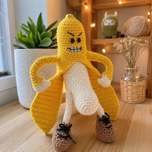 Muscular Banana Amigurumi Crochet Pattern | Funny Gift Toy Pattern | Amigurumi Banana Toy | Cute Fruit Plushie | Amigurumi Banana Pattern