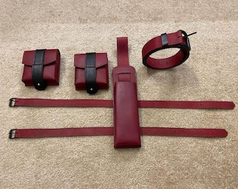 Daredevil belt Leather Daredevil Billy Club Holster: Burgundy Superhero Costume Pouch