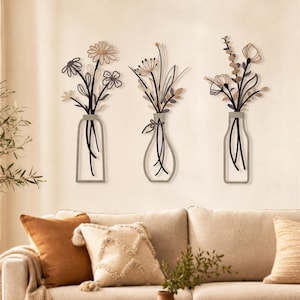 3 stuks neutrale beige metalen bloemenvaasjes als woonaccessoires, minimalistische moderne landelijke bankwanddecoratie, cadeauset voor een housewarming