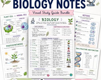 Visual Biology Study Guide | Cell Biology, Mitosis, DNA (35 Page PDF)