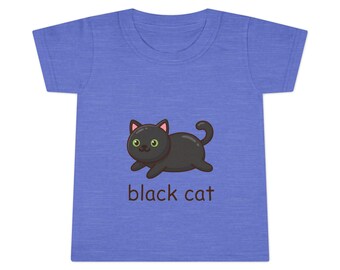 T-shirt med illustration av svart katt för småbarn | Söt kattungegrafik för småbarn, present till barn