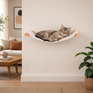 Amaca per gatti da parete con ripiani per arrampicarsi, dormire e giocare.