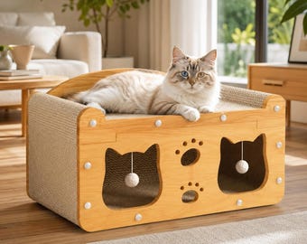 2 in 1 Cat Scratching Post with Vertical and Horizontal Scratcher