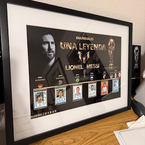 Cuadro Personalizado de MESSI 16x22in  Póster de Fútbol con tarjetas impresas  - Marco Deportivo ,
