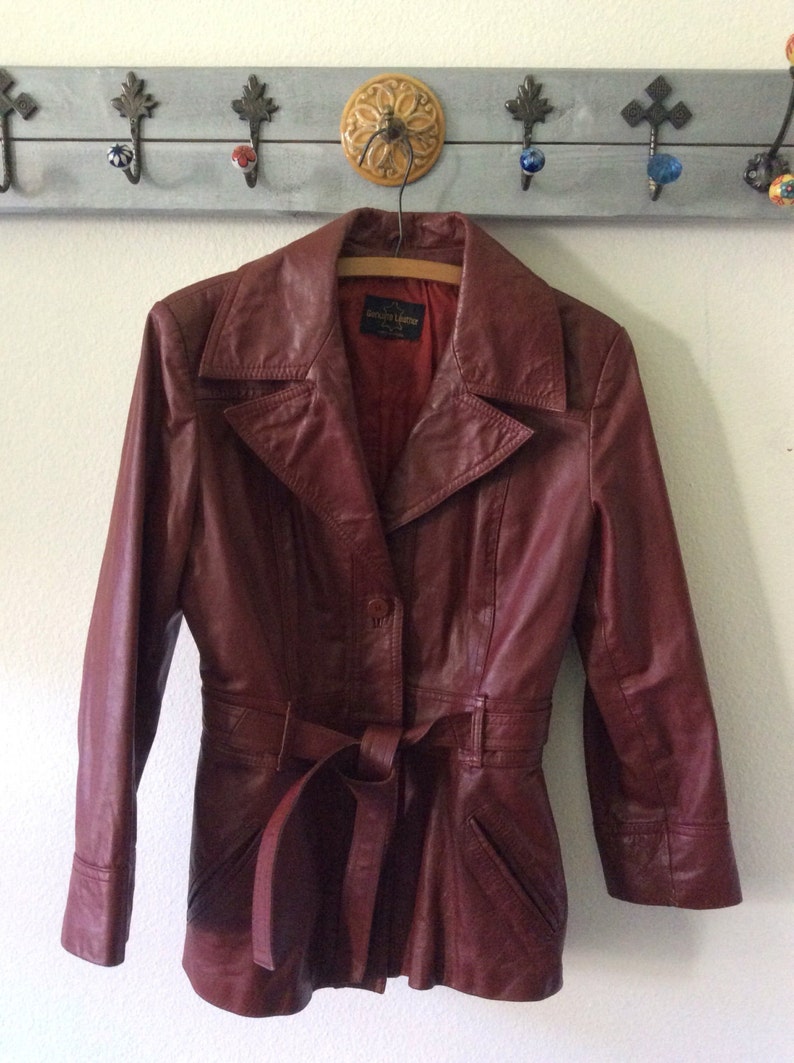 Vintage Oxblood Red Leather Jacket Womens Peplum Coat Size Medium Free Within U S By Sift