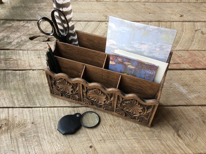 Vintage Stationary Desk Organizer Vintage Letter Holder Faux Etsy