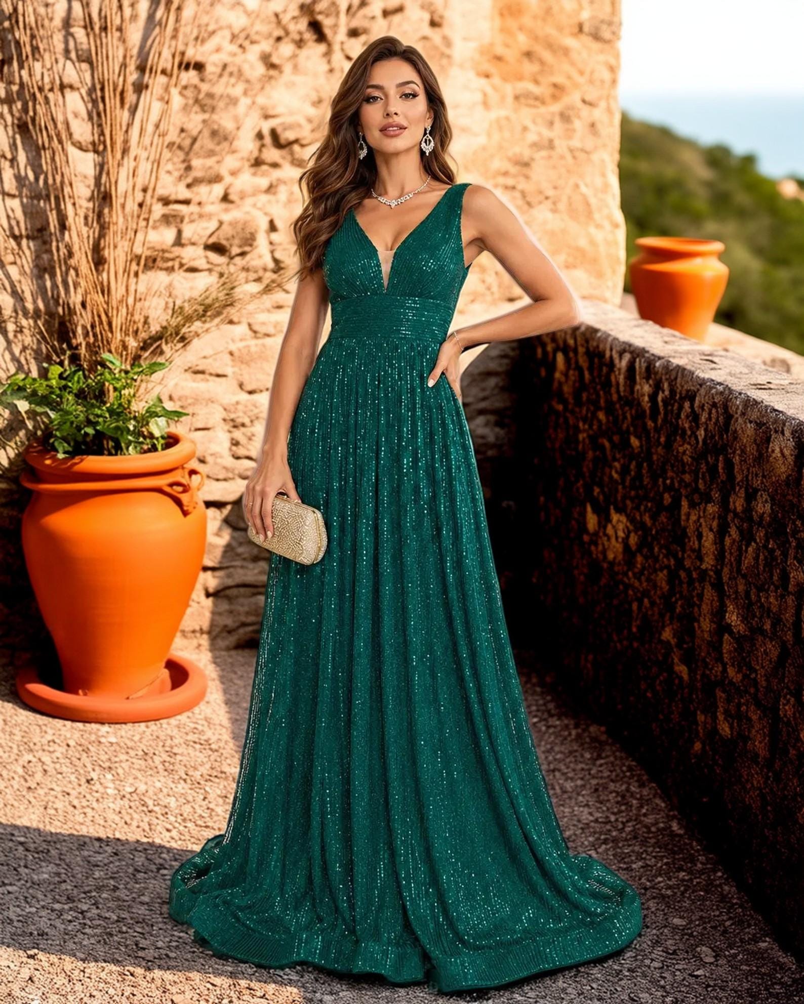 Emerald Green Sequin Bridesmaid Dress