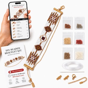 DIY Beaded Bracelet Kit with Loom and Video Guide for Adult Beginners Miyuki Beads