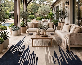 Tapis moderne à motif urbain abstrait pour salon