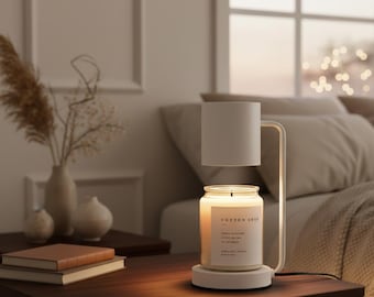 Lámpara calentadora de velas moderna de metal, altura ajustable, lámpara eléctrica para derretir cera, decoración minimalista para el hogar, fragancias, color blanco y negro, ideal como regalo.