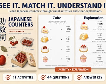 Japanese Counters Visual Workbook | Beginner Language Learning Activities (Digital Download)