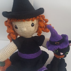Ensemble Amigurumi Sorcière et Chat Noir