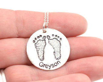 Actual footprints necklace • Personalized Mothers Necklace • Mothers Jewelry • Kids Name Necklace • Mothers Day Gift• First Baby Gift