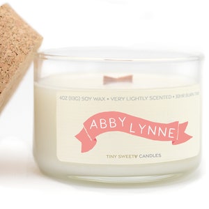 Personalized Candle • Nursery Decor • Gift for New Baby • New Mom Gift • Phthalates free • Lightly Scented Soy Wax Wood Wick Candle