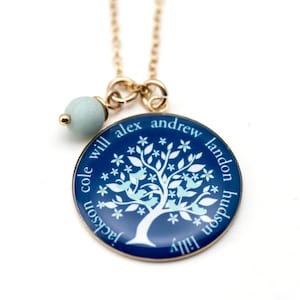 Family Tree Necklace • Personalized Mothers Gift for Christmas • Grandmother Pendant • 14k Gold filled or Sterling Silver
