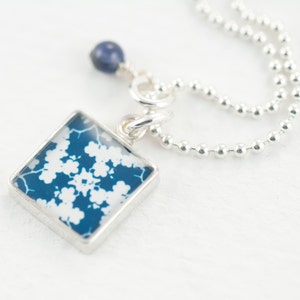 Lapis Flower Necklace | Blossom Pendant | Blue White Floral Pendant | Floral Necklace | Blue White Design | Nature Inspired | Gift for Her
