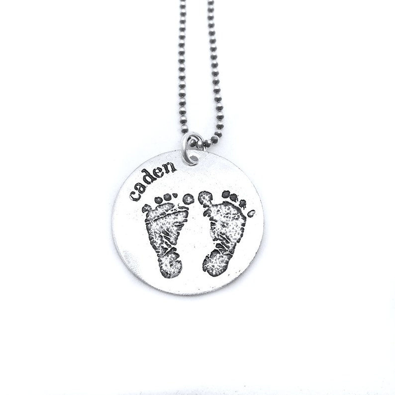 Actual footprints necklace Personalized Mothers Necklace Mothers Jewelry Kids Name Necklace Mothers Day Gift First Baby Gift image 2