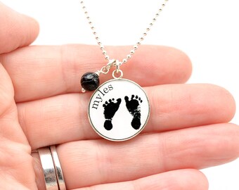 Baby Footprints Necklace | Mother's Day | Gifts For Her | Baby's ACTUAL Footprints | Gifts for Mom | Infant Loss Miscarriage Keepsake