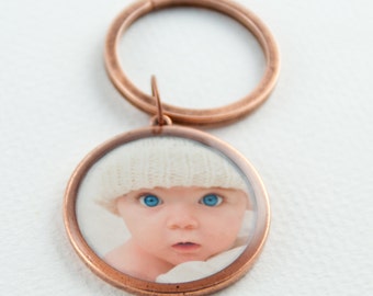 Photo Keychain  | Personalized Keychain | Custom Photo Keyring | Gifts for Him | Gifts for Her | Gift for Parent | Copper Key Ring