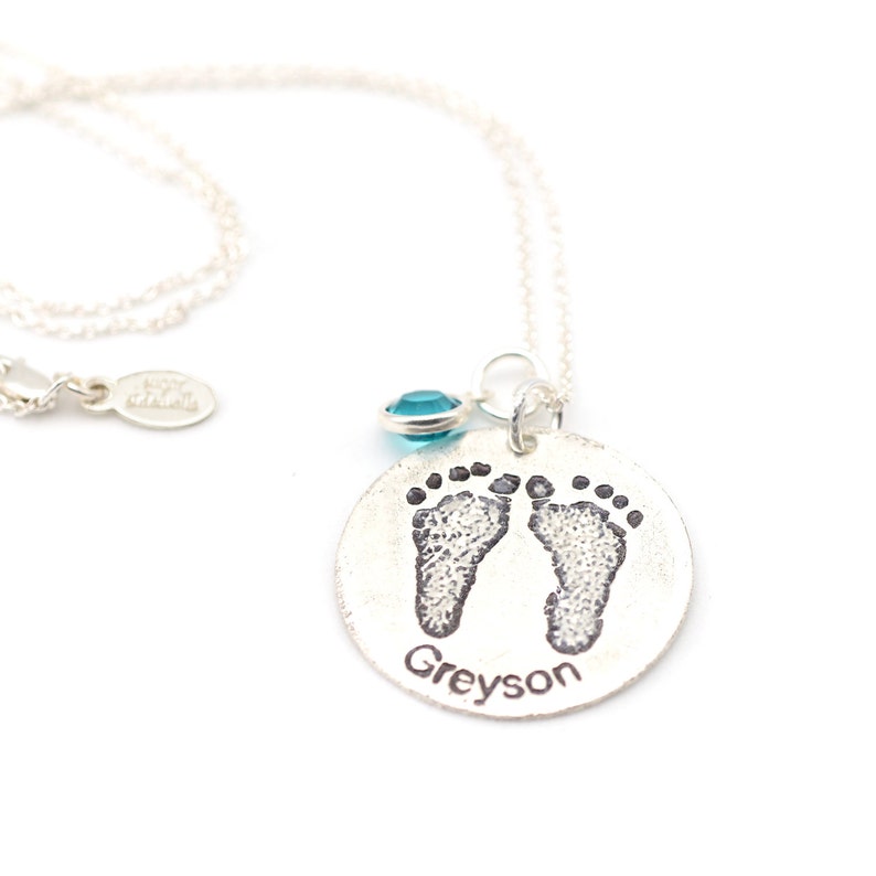 Actual footprints necklace Personalized Mothers Necklace Mothers Jewelry Kids Name Necklace Mothers Day Gift First Baby Gift image 4