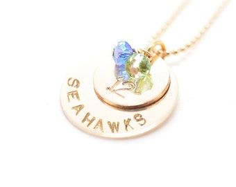 Stamped Seahawks Necklace | Seattle Seahawks Jewelry | Seahawks Handstamped Jewelry | Seattle Gift | Football Fan Necklace | Gift for Her