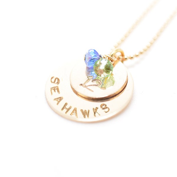 Stamped Seahawks Necklace | Seattle Seahawks Jewelry | Seahawks Handstamped Jewelry | Seattle Gift | Football Fan Necklace | Gift for Her