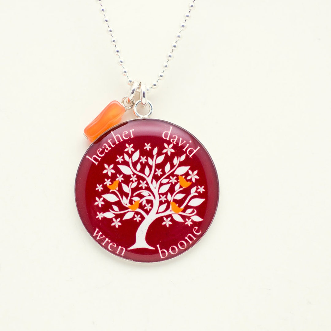 Family Tree Necklace Mothers Necklace Gift Sterling Silver Family Tree