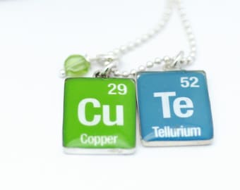 Periodic Table Necklace | Geeky Necklace | Chemistry Jewelry | Custom Science Necklace | Holiday Gift | Elements Charms | Gift for Teens