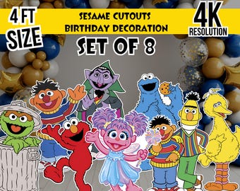 Sesam Charaktere Ausschnitte Aufsteller Party Requisiten SVG, Elmo, Abby, großer Vogel, Bert und Ernie Geburtstagsdekorationen für Parties(Digitaler Download)