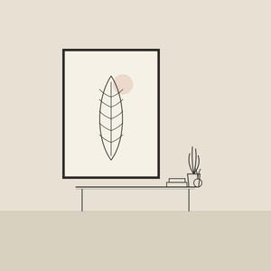 Single Leaf Line Art | Printable Wall Art | Minimalist Boho Line Art | Neutral Decor | Digital Download