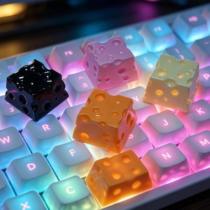 Cheese Block Resin Handmade Keycaps, Cute Playful Food-Themed Esc/2.25U Keycaps, Cross-Switch Mechanical Keyboard Keycaps, A Gift For Her.