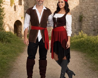 Piratenkostuumoutfit - Piraten-cosplayensemble Swashbuckler Buccaneer Jack Sparrow Halloweenfeestthema